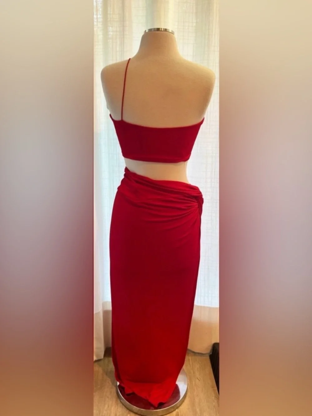 Women’s Red Midi Tank Top and Skirt Set Large - Picture 3 of 3